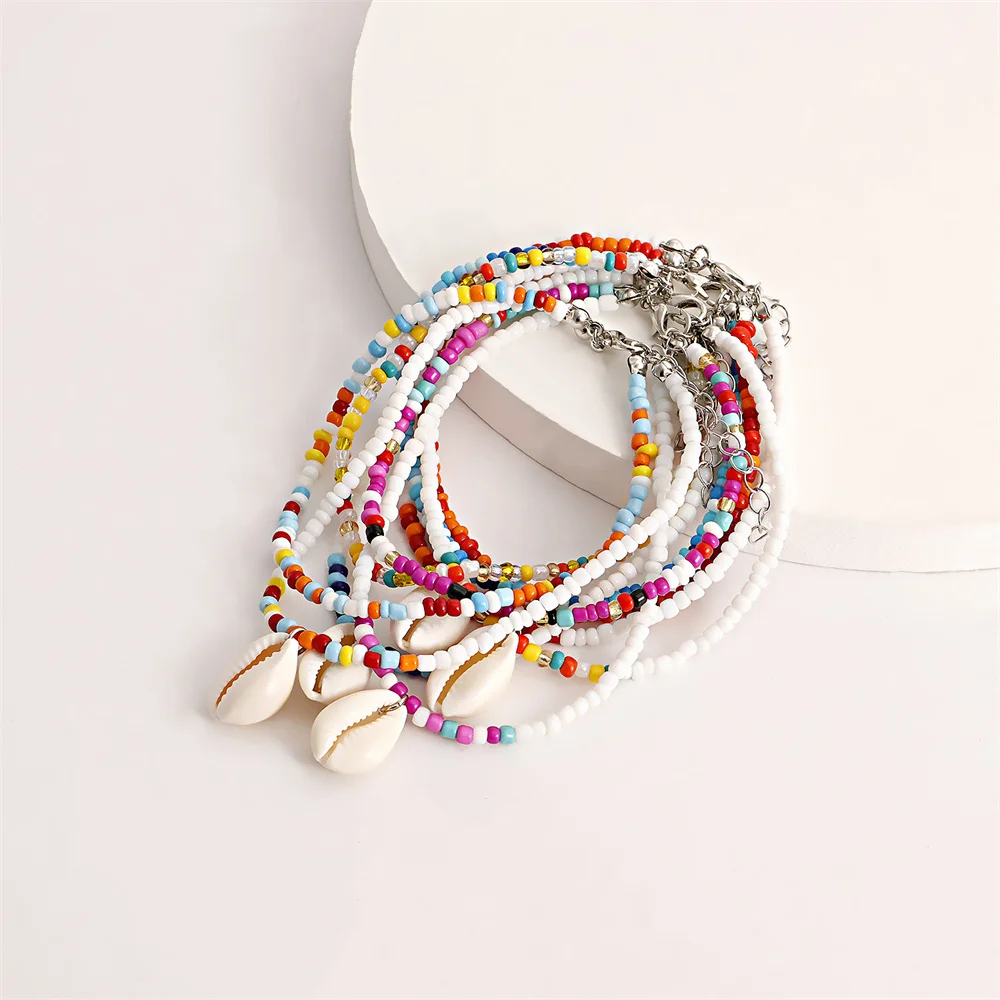 Bohemian double-layer color rice bead shell beach Anklet women's gift European and American Jewelry
Bohemian double-layer color rice bead shell beach Anklet women's gift European and American Jewelry