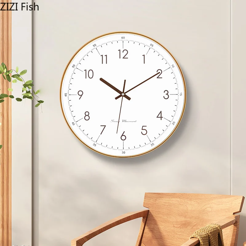 

European Minimalist Round Wall Clock Modern Decor Arabic Numerals Silent Clocks Living Room Decoration Hanging Timepiece