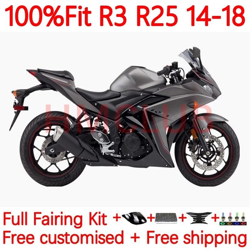Injection For YAMAHA YZF R3 R25 YZFR25 YZFR3 YZF-R25 2014 2015 2016 2017 2018 YZF-R3 14 15 16 17 18 Fairing 30No.1 matte color
Injection For YAMAHA YZF R3 R25 YZFR25 YZFR3 YZF-R25 2014 2015 2016 2017 2018 YZF-R3 14 15 16 17 18 Fairing 30No.1 matte color