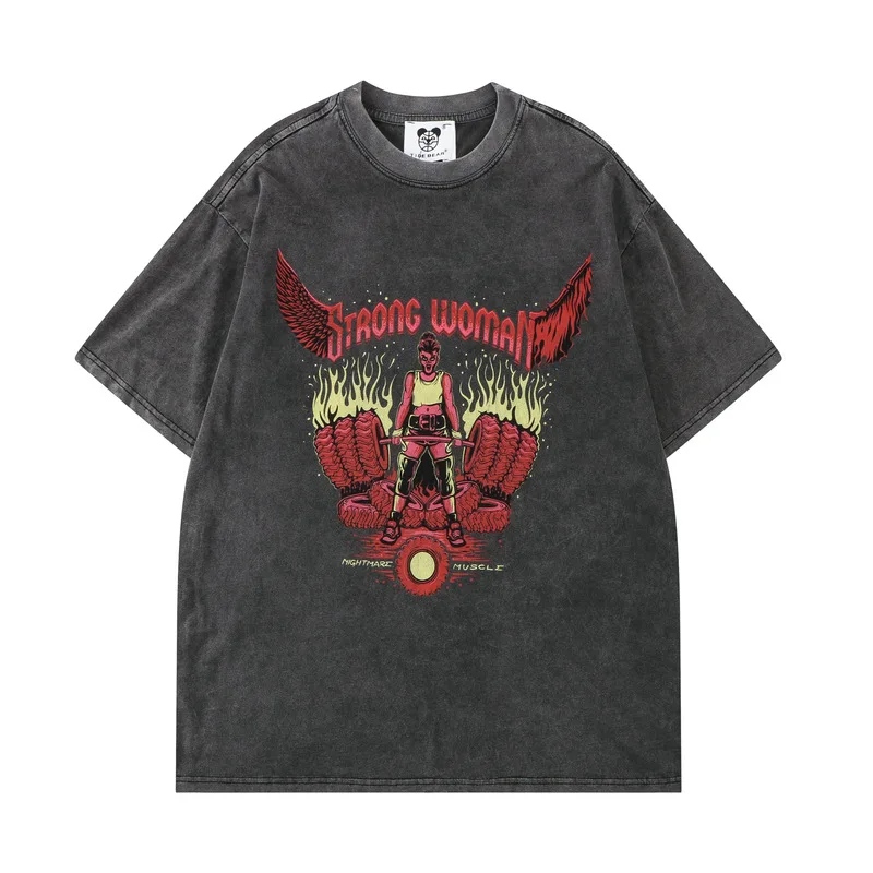 Dark Hip-hop T Shirt for Men Spoof Weightlifting Short-sleeved T-shirt Washed Old Retro Half-sleeved Men's Clothing Tops y2k
Dark Hip-hop T Shirt for Men Spoof Weightlifting Short-sleeved T-shirt Washed Old Retro Half-sleeved Men's Clothing Tops y2k