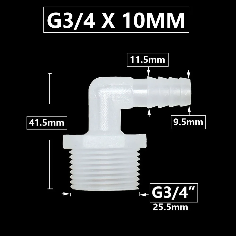 Пластиковый коленчатый соединитель для шланга KWZL 8/10/11/12/13/14/16/18/20 мм 3/4" 
Пластиковый коленчатый соединитель для шланга KWZL 8/10/11/12/13/14/16/18/20 мм 3/4"