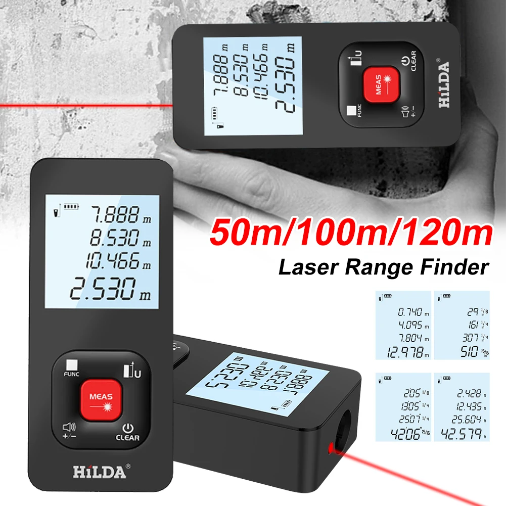 50m/100m/120m Laser Rangefinder Distance Measuring Meter 2inch Display with Backlight Auto-Level Digital Measure Tool Auto Off
50m/100m/120m Laser Rangefinder Distance Measuring Meter 2inch Display with Backlight Auto-Level Digital Measure Tool Auto Off