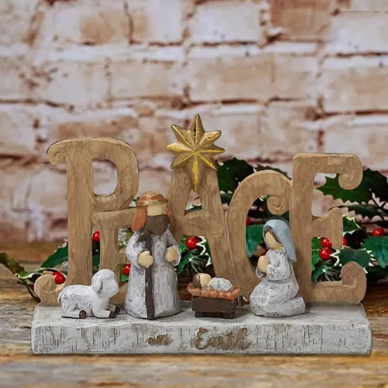 

Christmas Nativity Figurine Christmas Village Nativity Scene Set Resin Crafts Statue For Home Tabletop Ornaments Decoration