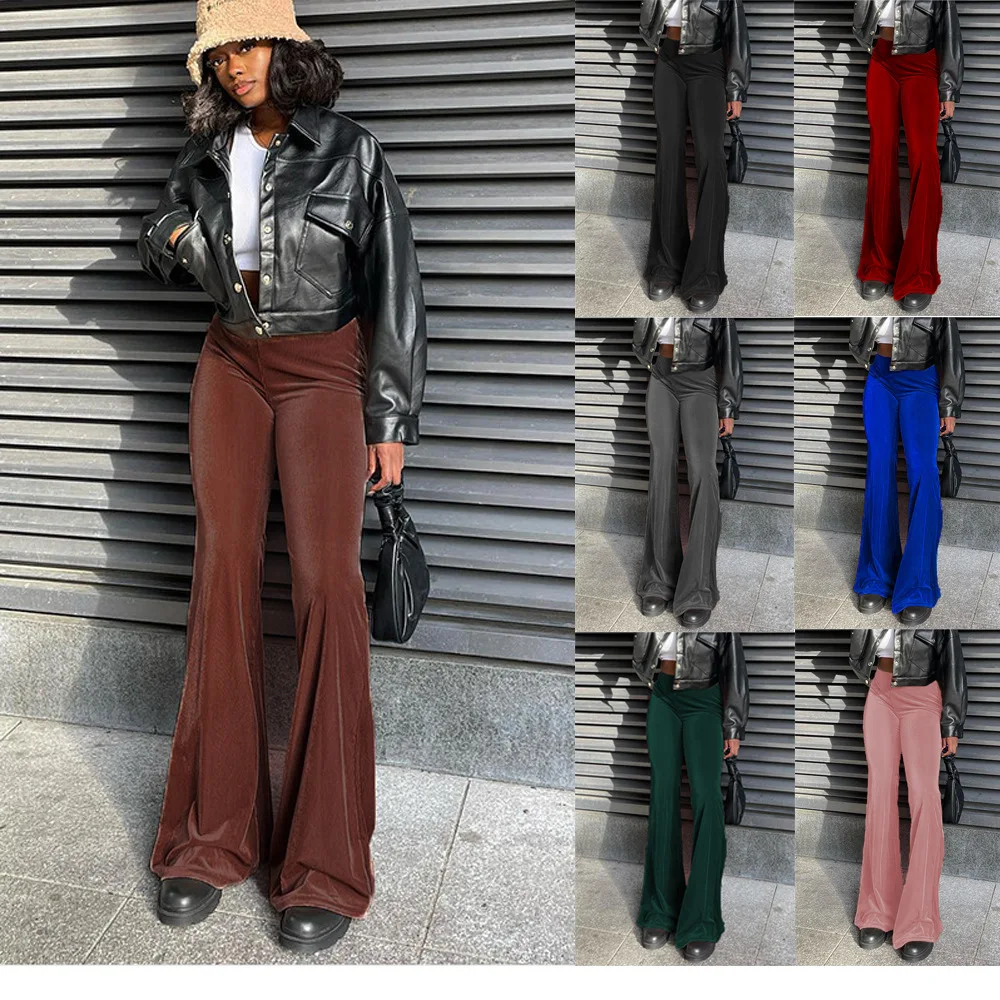 European and American Spring New 2023 Solid Color Velvet Rubber Rib High Waist Slim Leisure Slim Flap Pants Women's Fashion Pant
European and American Spring New 2023 Solid Color Velvet Rubber Rib High Waist Slim Leisure Slim Flap Pants Women's Fashion Pant