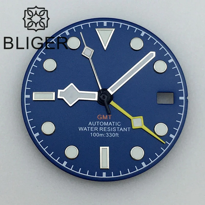 BLIGER 29 мм синие стрелки циферблата 4 шт. подходит для NH34 GMT часовой зеленый светящийся 3 часа Корона Дата Окно
BLIGER 29 мм синие стрелки циферблата 4 шт. подходит для NH34 GMT часовой зеленый светящийся 3 часа Корона Дата Окно