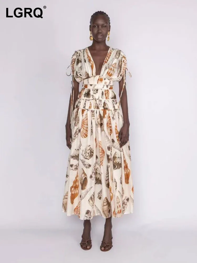 LGRQ Fashion 2023 Summer Elegant Luxury V-Neck Sleeveless Lace New Strap Spliced Conch Print Trendy Long Dress Women's 19J5706
LGRQ Fashion 2023 Summer Elegant Luxury V-Neck Sleeveless Lace New Strap Spliced Conch Print Trendy Long Dress Women's 19J5706
