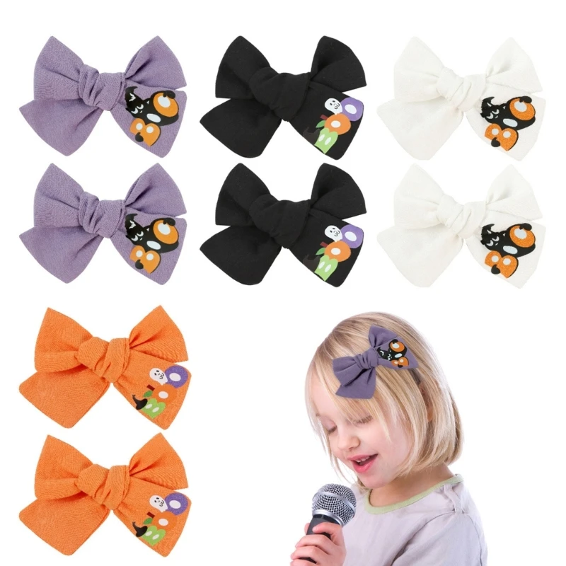 

2Pc Halloween Pumpkin Hairpin for Baby Girls Fashionable Black Cat Headdress Hair Barrettes Hair Accessories Party Decor P31B