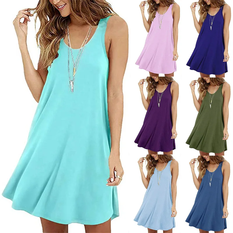 Summer Women Ladies Sexy Vest Dress Crew Neck Sleeveless Solid Color Big Hem Party Office Casual Wear Female Loose Clothing
Summer Women Ladies Sexy Vest Dress Crew Neck Sleeveless Solid Color Big Hem Party Office Casual Wear Female Loose Clothing