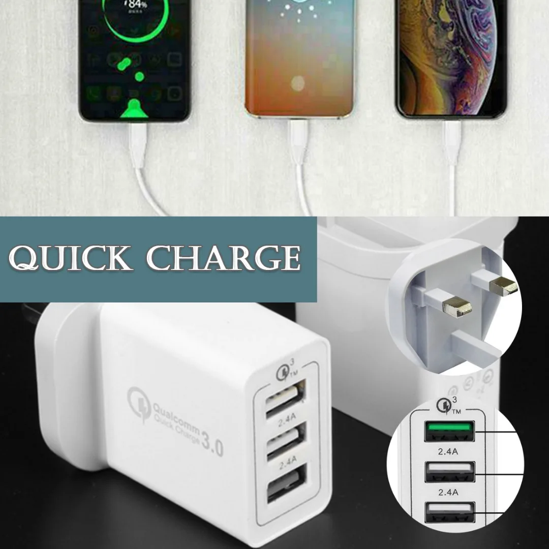 Сетевое зарядное устройство с 3 USB-портами и поддержкой быстрой зарядки, 3,0-100 В переменного тока
Сетевое зарядное устройство с 3 USB-портами и поддержкой быстрой зарядки, 3,0-100 В переменного тока