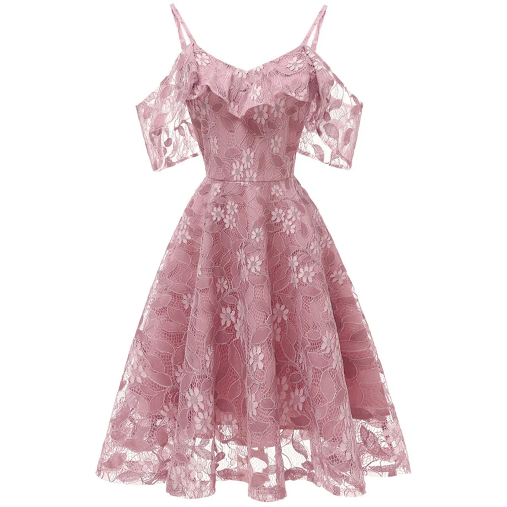 Pink Off-Shoulder Lace Dresses for Women 2023 New Summer Spaghetti Lace Midi Ball Gown Applique Elegant Lady Wedding Party Dress
Pink Off-Shoulder Lace Dresses for Women 2023 New Summer Spaghetti Lace Midi Ball Gown Applique Elegant Lady Wedding Party Dress