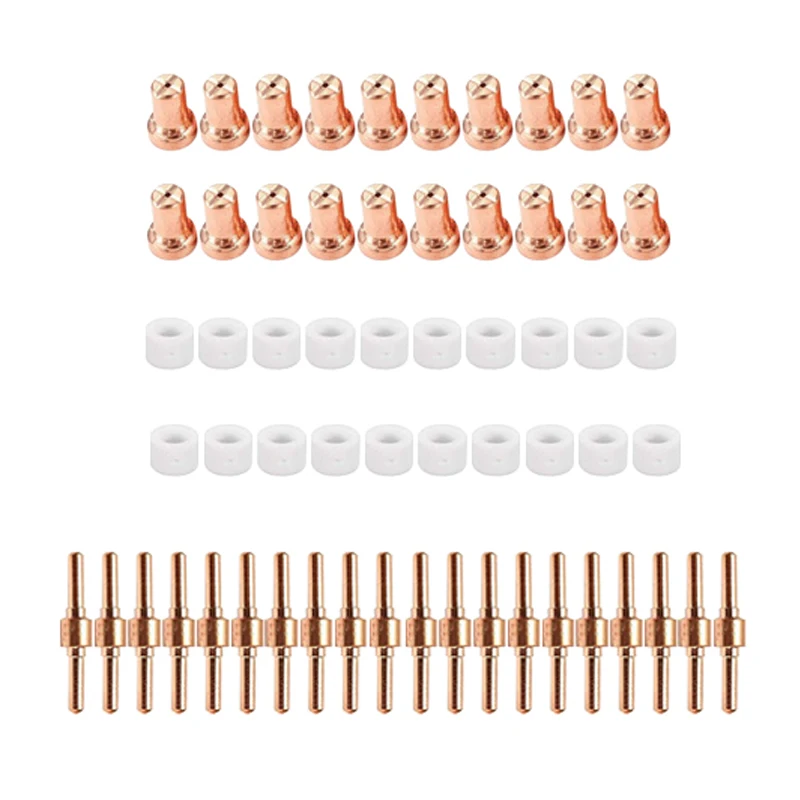 60Pcs Tips LG-40 PT-31 Air Plasma Cutting Cutter Consumables CUT-40 CUT-50D CT-312 Swirling Rings Electrode Shield Cups
60Pcs Tips LG-40 PT-31 Air Plasma Cutting Cutter Consumables CUT-40 CUT-50D CT-312 Swirling Rings Electrode Shield Cups