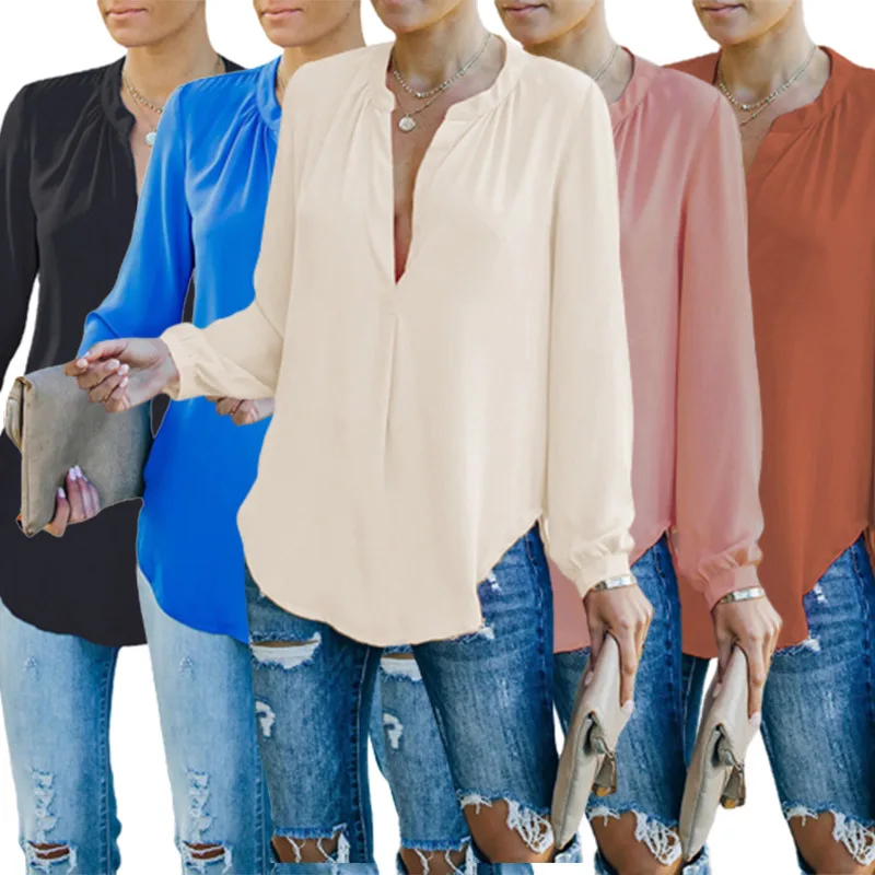 2022 autumn and winter long-sleeved new casual solid color loose v-neck pleated long-sleeved t-shirt women's clothing
2022 autumn and winter long-sleeved new casual solid color loose v-neck pleated long-sleeved t-shirt women's clothing
