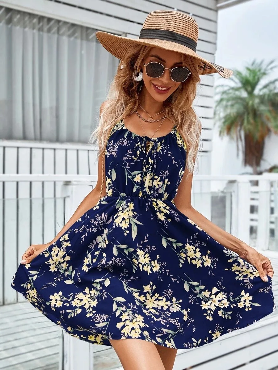 Elegant Sleeveless Dress Pullover Print Elastic Waist Sling Dress 2023 Summer Women's Casual Sexy Beach Dress
Elegant Sleeveless Dress Pullover Print Elastic Waist Sling Dress 2023 Summer Women's Casual Sexy Beach Dress