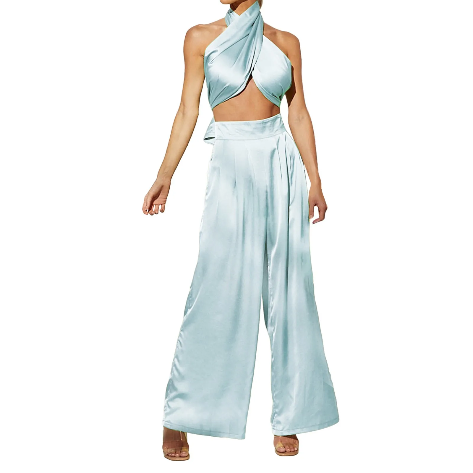 2023 New Halter Set Women Sexy Solid O-neck Backless Tops Loose High Waist Long Pants Outfits Crop Tops+Back Strap Pants Set
2023 New Halter Set Women Sexy Solid O-neck Backless Tops Loose High Waist Long Pants Outfits Crop Tops+Back Strap Pants Set
