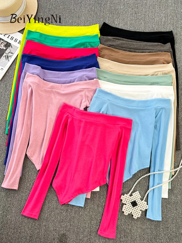 Beiyingni сексуальные футболки с воротником-лодочкой Y2K, женские обтягивающие Футболки с длинным рукавом и открытыми плечами, Женские винтажные повседневные корейские Топы
Beiyingni сексуальные футболки с воротником-лодочкой Y2K, женские обтягивающие Футболки с длинным рукавом и открытыми плечами, Женские винтажные повседневные корейские Топы