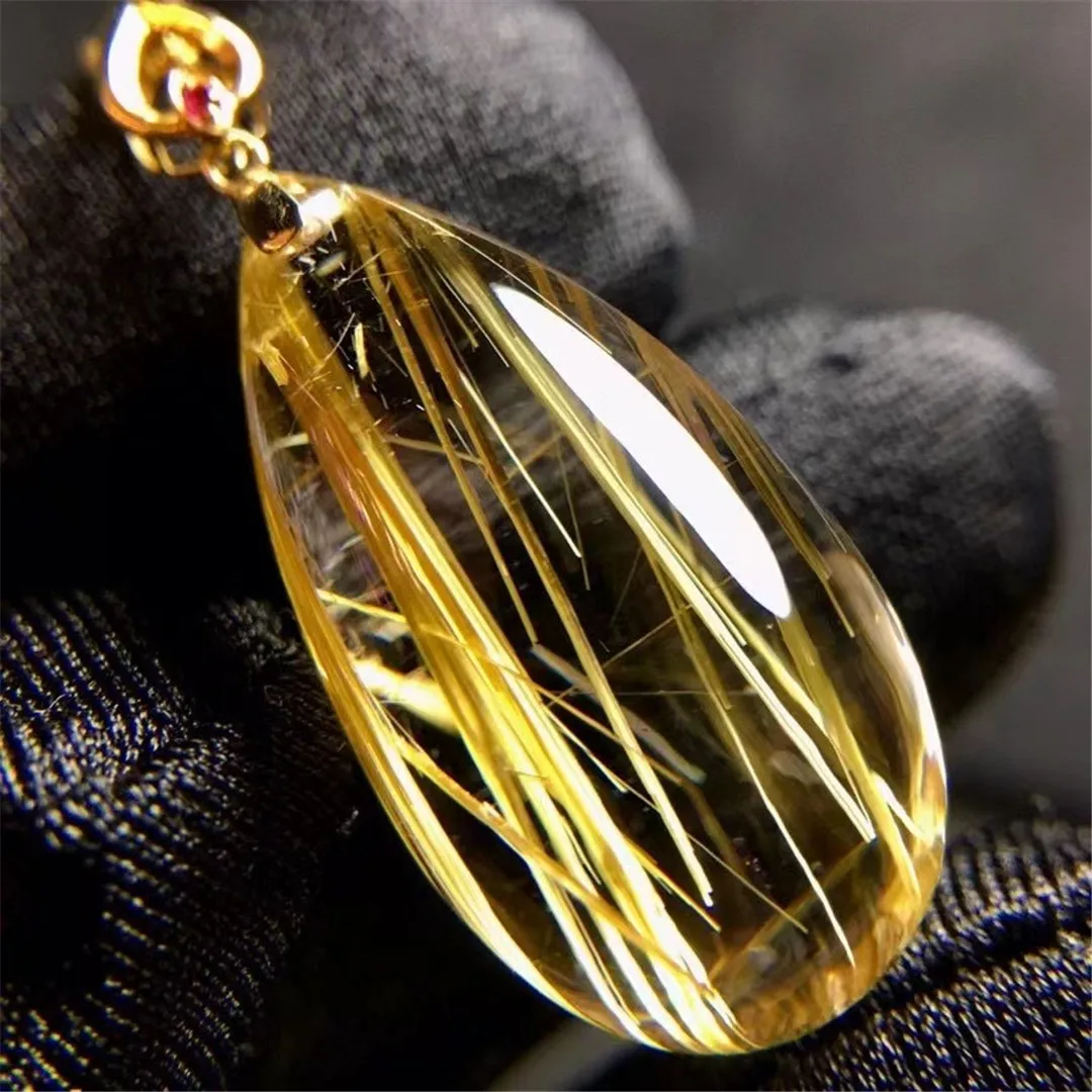 Natural Gold Hair Rutilated Quartz Pendant Necklace For Woman Man Wealth Gift Crystal 18K Gold 26x13x14mm Beads Jewelry AAAAA
Natural Gold Hair Rutilated Quartz Pendant Necklace For Woman Man Wealth Gift Crystal 18K Gold 26x13x14mm Beads Jewelry AAAAA