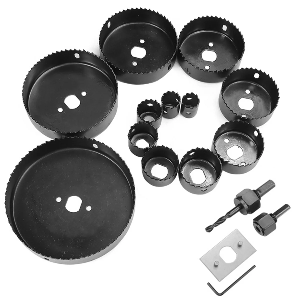 16Pcs Hole Saw Set Steel 19mm-127mm Hole Cutter Saw Cup Wood Crown Drill Bit For Wood Plastic Wood Cutter Power Tool Accessories
16Pcs Hole Saw Set Steel 19mm-127mm Hole Cutter Saw Cup Wood Crown Drill Bit For Wood Plastic Wood Cutter Power Tool Accessories