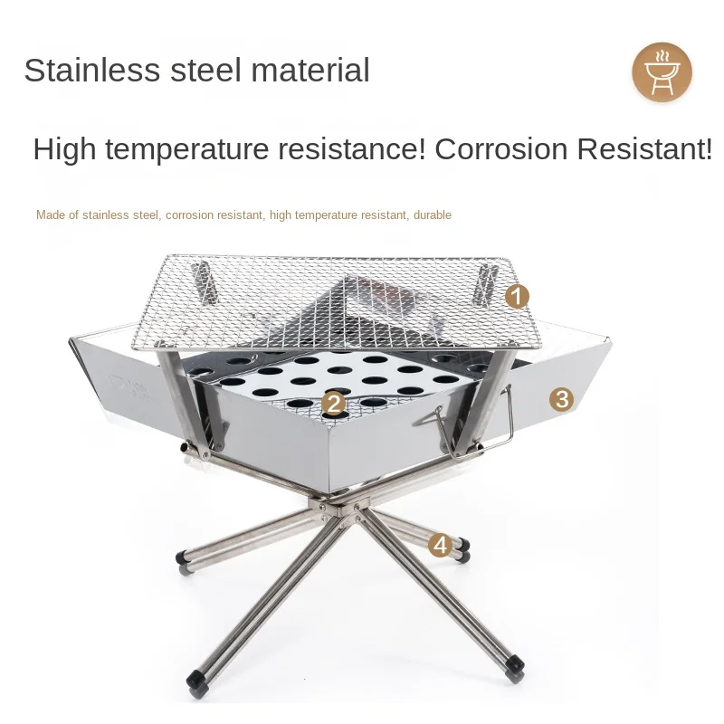 Outdoor Exquisite Camping Portable Folding Stainless Steel Double-Layer Barbecue Stove Firewood Stove Burning Fire Table JS
Outdoor Exquisite Camping Portable Folding Stainless Steel Double-Layer Barbecue Stove Firewood Stove Burning Fire Table JS