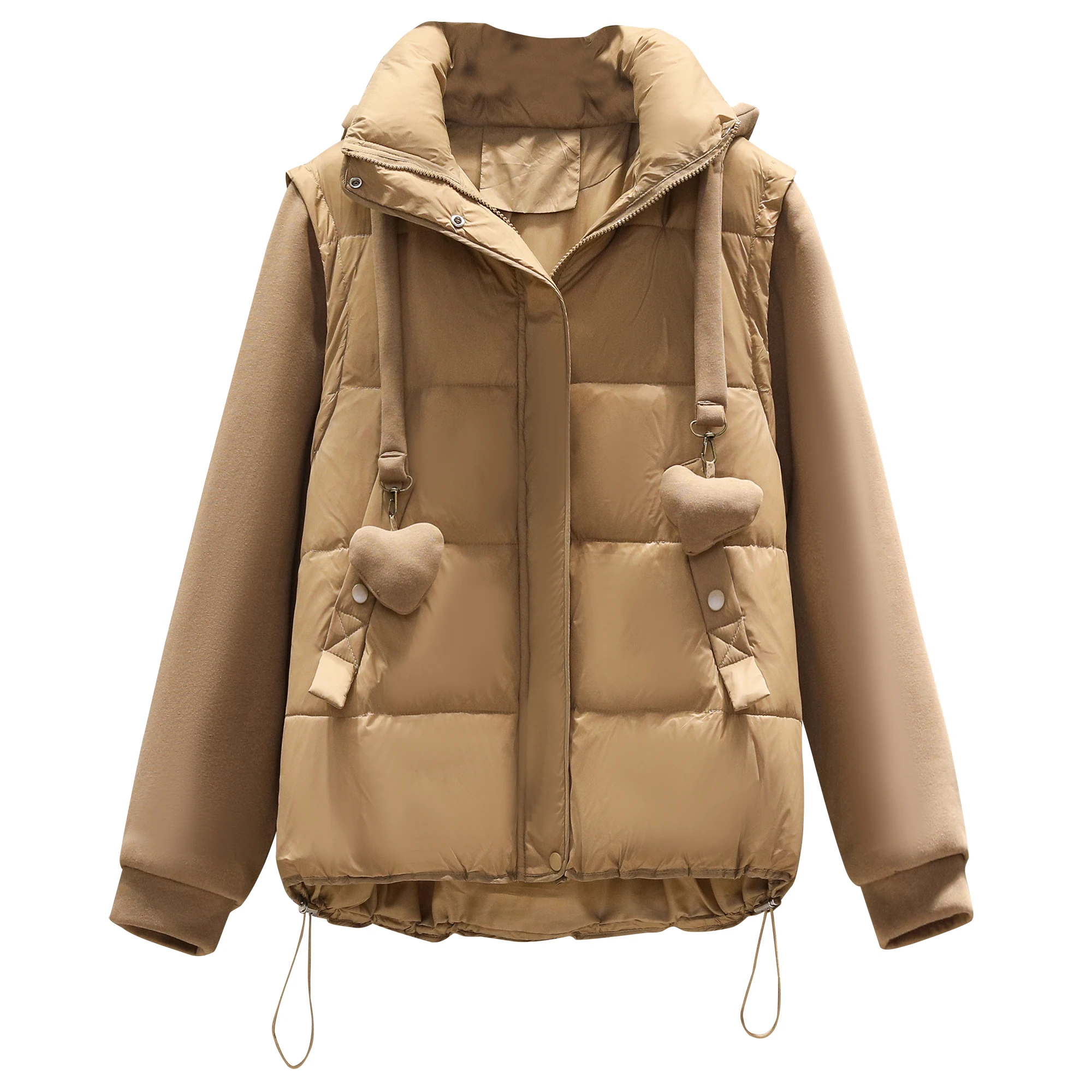 2022 New Winter Women Stand Collar Hooded Thicken Warm Coat Fashion Patchwork Fake Two Piece White Duck Down Coat
2022 New Winter Women Stand Collar Hooded Thicken Warm Coat Fashion Patchwork Fake Two Piece White Duck Down Coat