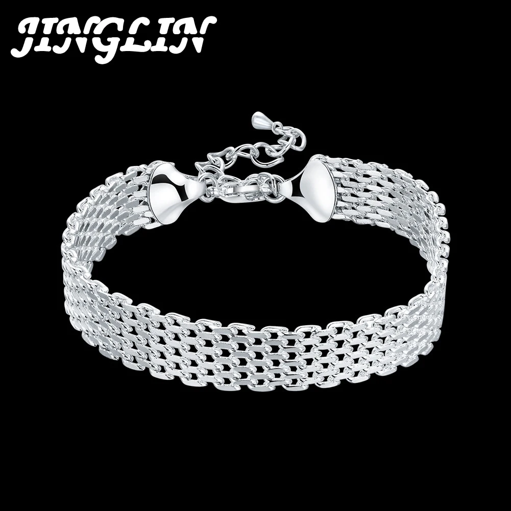 JINGLIN 925 Sterling Silver Bracelets For Women Exquisite Fashion Weaving Chain Fashion Wedding Party Christmas Gifts Jewelry
JINGLIN 925 Sterling Silver Bracelets For Women Exquisite Fashion Weaving Chain Fashion Wedding Party Christmas Gifts Jewelry