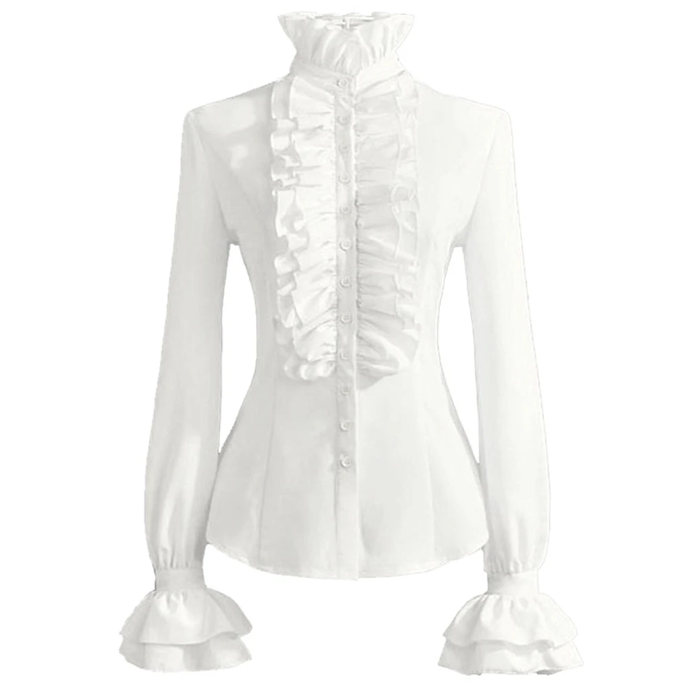 New Women Autumn Long Sleeved Victorian Steampunk Button Blouse Vintage Shirt High Neck Solid Gothic Ruffle Sleeve Top Shirts
New Women Autumn Long Sleeved Victorian Steampunk Button Blouse Vintage Shirt High Neck Solid Gothic Ruffle Sleeve Top Shirts