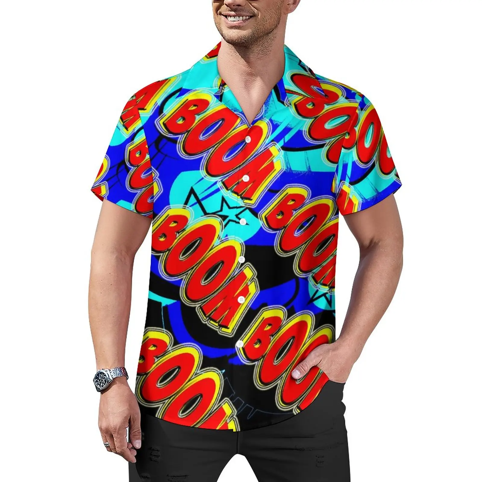 Boom Letter Print Loose Shirt Man Beach Pop Art Casual Shirts Hawaiian Custom Short-Sleeve Trendy Oversized Blouses
Boom Letter Print Loose Shirt Man Beach Pop Art Casual Shirts Hawaiian Custom Short-Sleeve Trendy Oversized Blouses