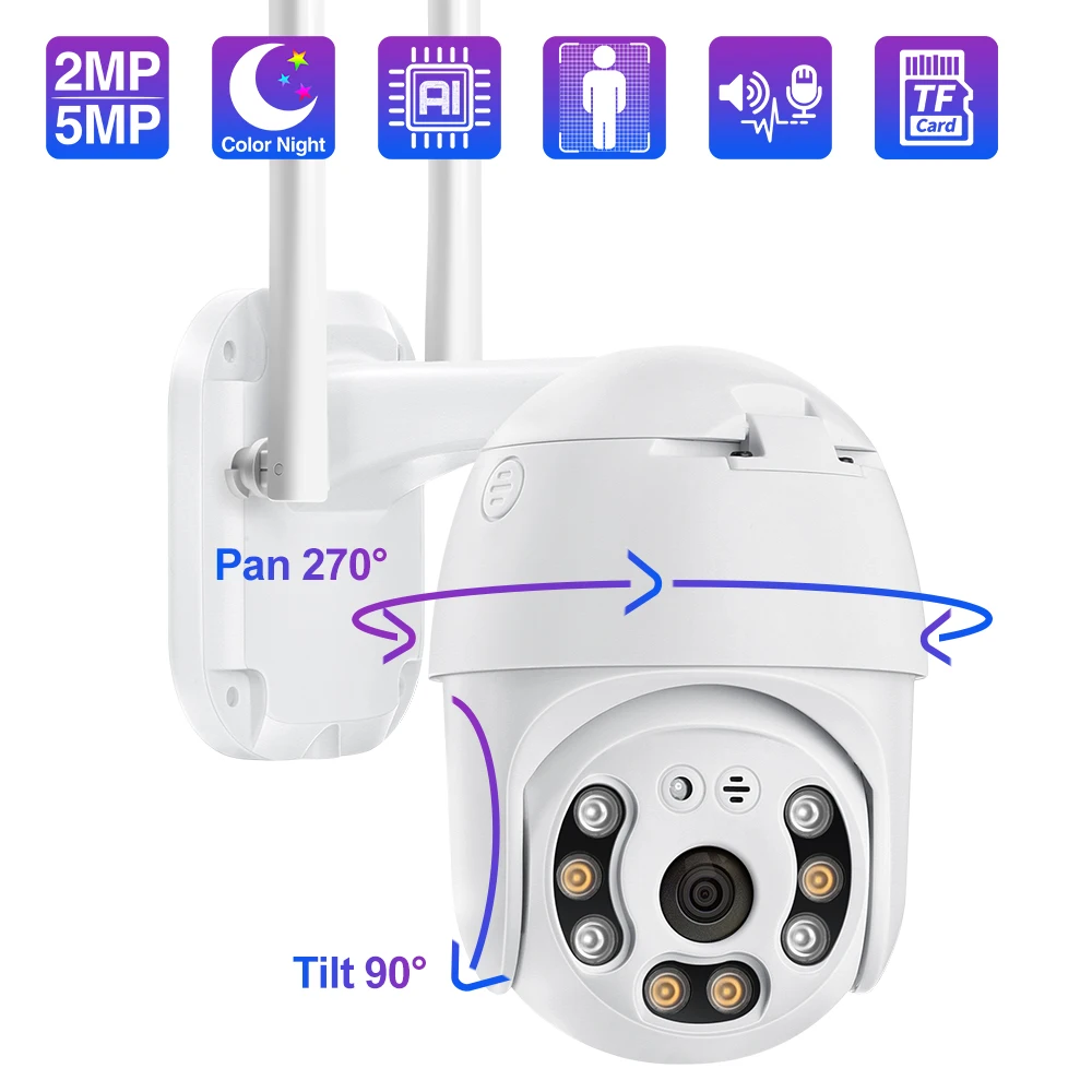 1080P 5MP Wifi IP Camera Wireless Security Camera Outdoor Speed Dome PTZ Camera Two-way Audio TF Card AI Human Detection
1080P 5MP Wifi IP Camera Wireless Security Camera Outdoor Speed Dome PTZ Camera Two-way Audio TF Card AI Human Detection