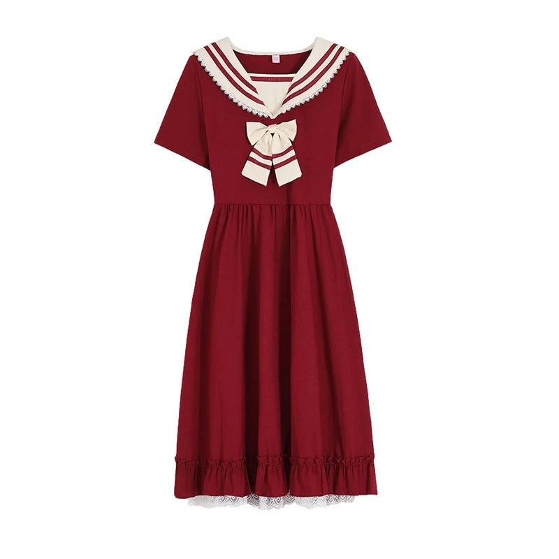 Summer Kawaii Fashion Sailor Dress Women Teen Girls Lolita Japanese Cute Cosplay Party Lace Up with Bow Short Sleeve Dresses Red
Summer Kawaii Fashion Sailor Dress Women Teen Girls Lolita Japanese Cute Cosplay Party Lace Up with Bow Short Sleeve Dresses Red