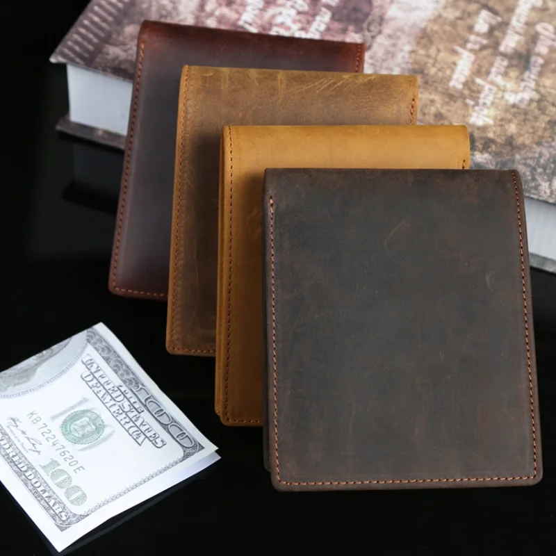 Crazy Horse Leather First Layer Cowhide Men's and Women's Wallets Horizontal Section Bifold Retro Laser Engraved Money Clip
Crazy Horse Leather First Layer Cowhide Men's and Women's Wallets Horizontal Section Bifold Retro Laser Engraved Money Clip