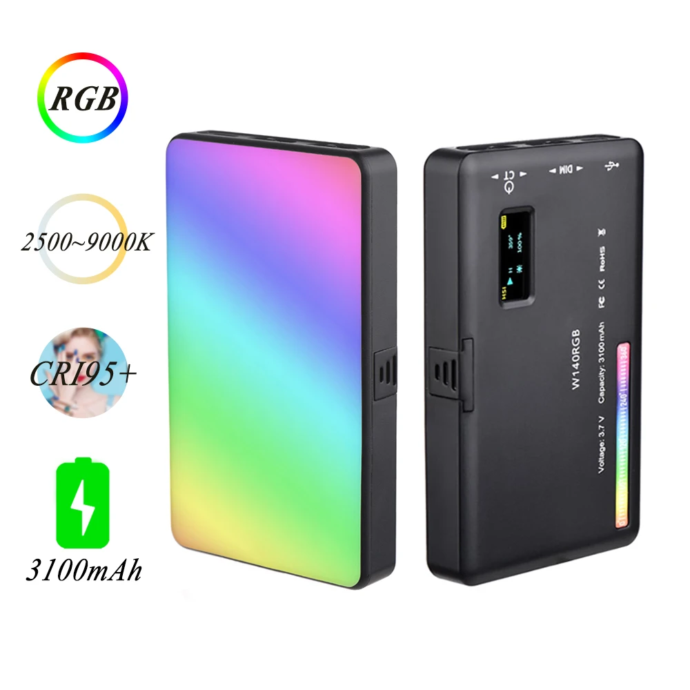 RGB LED Video Light Portable Photography Fill Light Rechargeable Panel Lamp For DSLR Camera Phone Live Colorful Selfie Lamp W140
RGB LED Video Light Portable Photography Fill Light Rechargeable Panel Lamp For DSLR Camera Phone Live Colorful Selfie Lamp W140