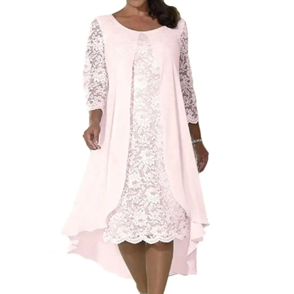 Elegant Women Dress Lace Flower Embroidery Three Quarter Sleeves A-line Patchwork Slim Fit Round Neck Lady Party Prom Midi Dress
Elegant Women Dress Lace Flower Embroidery Three Quarter Sleeves A-line Patchwork Slim Fit Round Neck Lady Party Prom Midi Dress