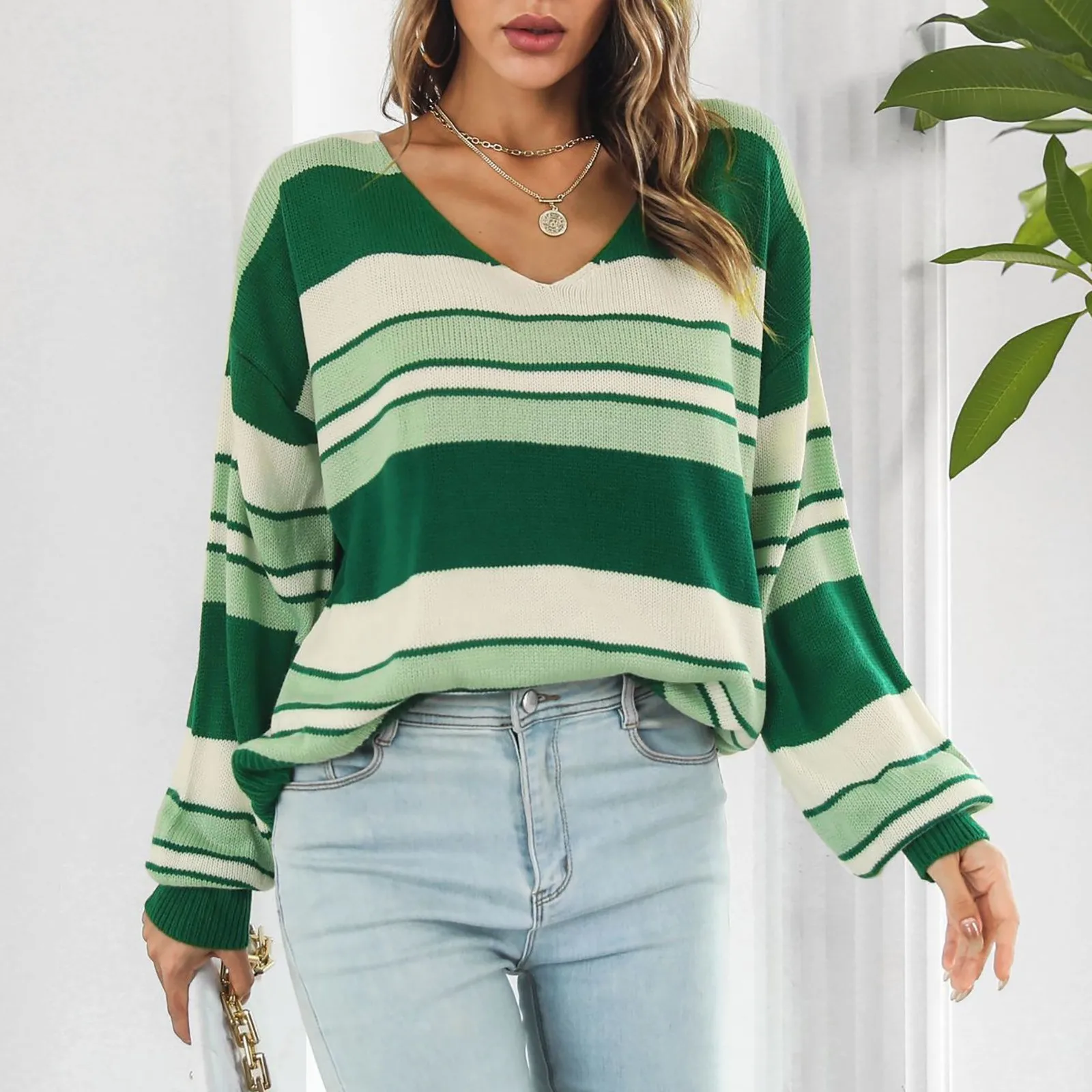 Womens V Neck Gradient Stripe Long Sleeve Pullover Sweaters Collared Lightweight Loose Mens Quarter Button Pullover Sweater
Womens V Neck Gradient Stripe Long Sleeve Pullover Sweaters Collared Lightweight Loose Mens Quarter Button Pullover Sweater