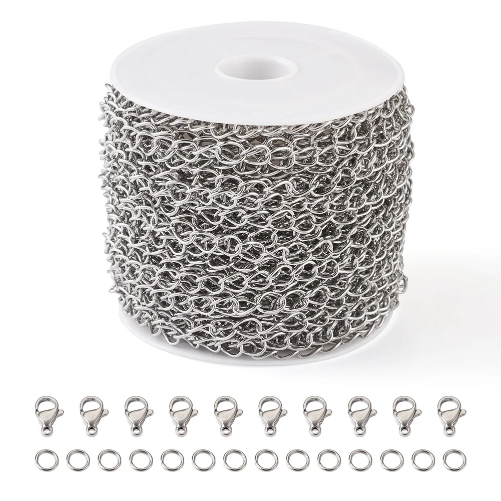 1 Set DIY Chain Anklet Bracelet Necklace Making Kit Silver Color 304 Stainless Steel Curb Chains Lobster Claw Clasps Jump Rings
1 Set DIY Chain Anklet Bracelet Necklace Making Kit Silver Color 304 Stainless Steel Curb Chains Lobster Claw Clasps Jump Rings