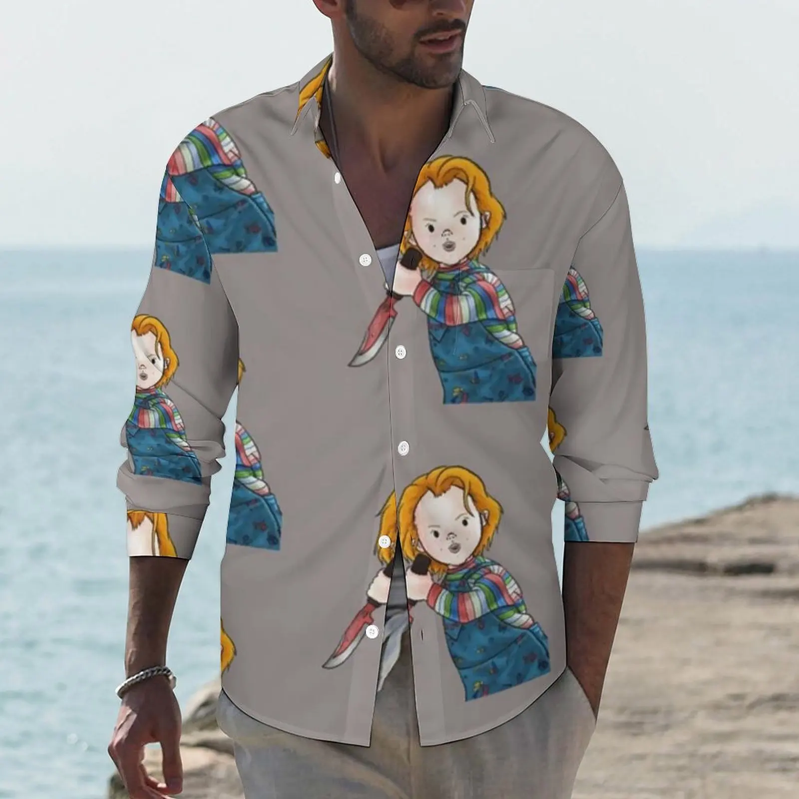 Chucky Shirt Spring Horror Movie Character Knife Blood Casual Shirts Male Fashion Blouses Long Sleeve Print Streetwear Clothing
Chucky Shirt Spring Horror Movie Character Knife Blood Casual Shirts Male Fashion Blouses Long Sleeve Print Streetwear Clothing