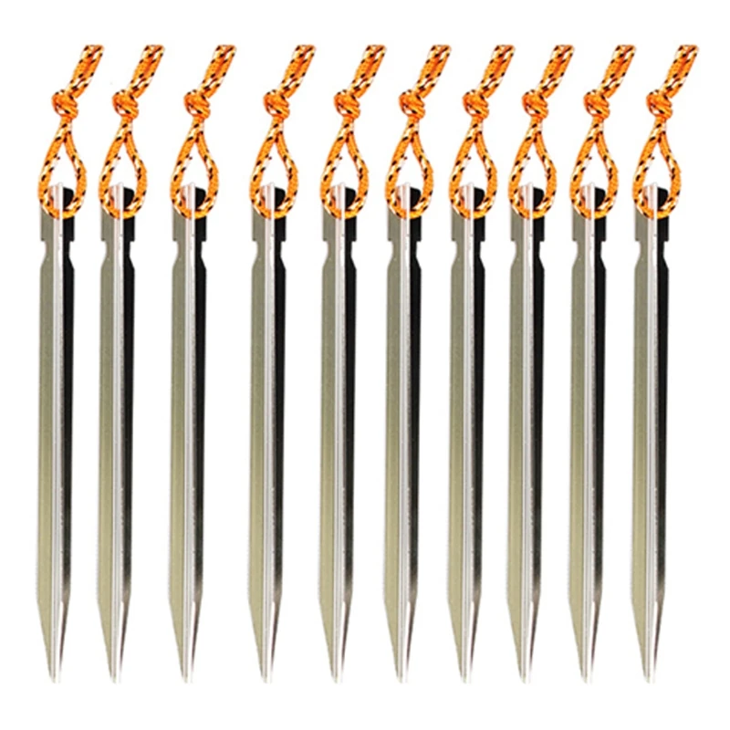 10 Pcs 18cm Tent Pegs Aluminum Alloy Ground Nail Stakes with Rope Camping Trip Accessories Equipment Outdoor Tool 55KD
10 Pcs 18cm Tent Pegs Aluminum Alloy Ground Nail Stakes with Rope Camping Trip Accessories Equipment Outdoor Tool 55KD