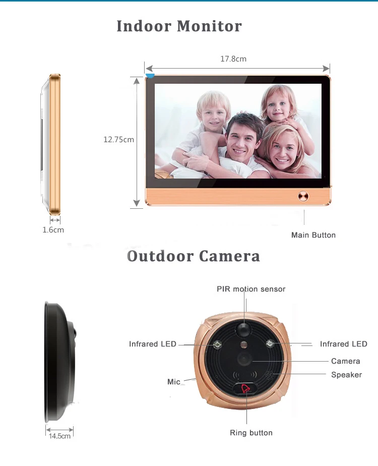 7 "TFT сенсорный экран WiFi беспроводной дверной звонок 1080P просмотр GSM GPRS сетевая