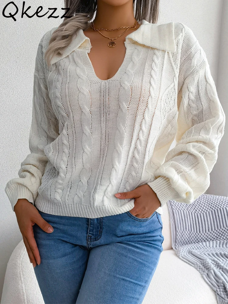 Qkezz Lantern Sleeve Sweaters Women Sexy V Neck Twist Polo Sweaters Loose Fit Hollow Out Autumn Winter Top Casual Pullover 2022
Qkezz Lantern Sleeve Sweaters Women Sexy V Neck Twist Polo Sweaters Loose Fit Hollow Out Autumn Winter Top Casual Pullover 2022