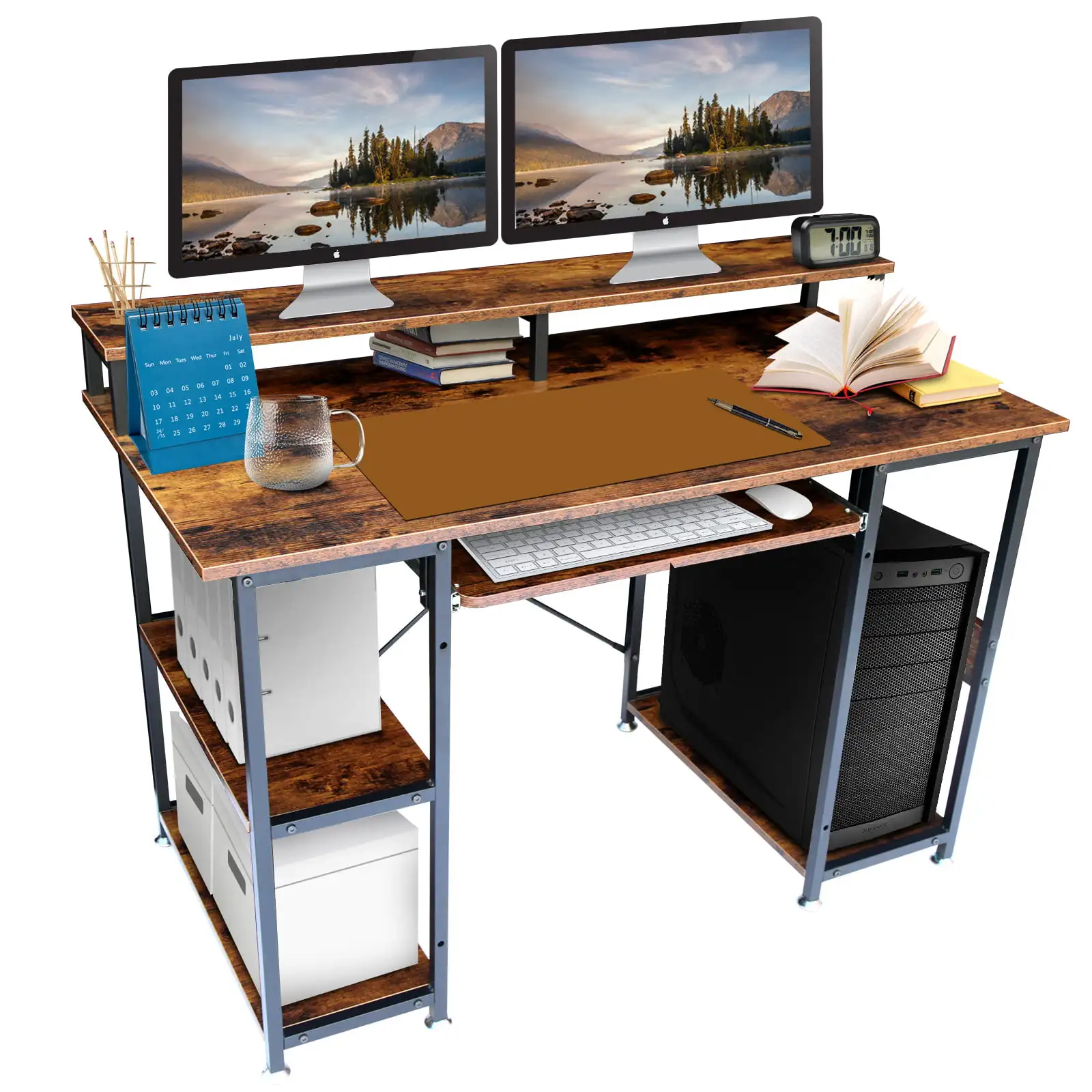 Computer Desk, 47" Small Desk with Storage Shelf and Bookshelf, Study Writing Table Home Office (Rustic Brown)
Computer Desk, 47" Small Desk with Storage Shelf and Bookshelf, Study Writing Table Home Office (Rustic Brown)