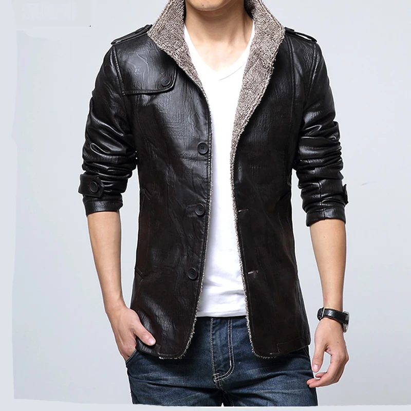 Winter PU Leather Casual Jackets Men Thermal Coats Male Faux Leather Jackets Warm and Velvet Stand collar Men's Leather Coat
Winter PU Leather Casual Jackets Men Thermal Coats Male Faux Leather Jackets Warm and Velvet Stand collar Men's Leather Coat