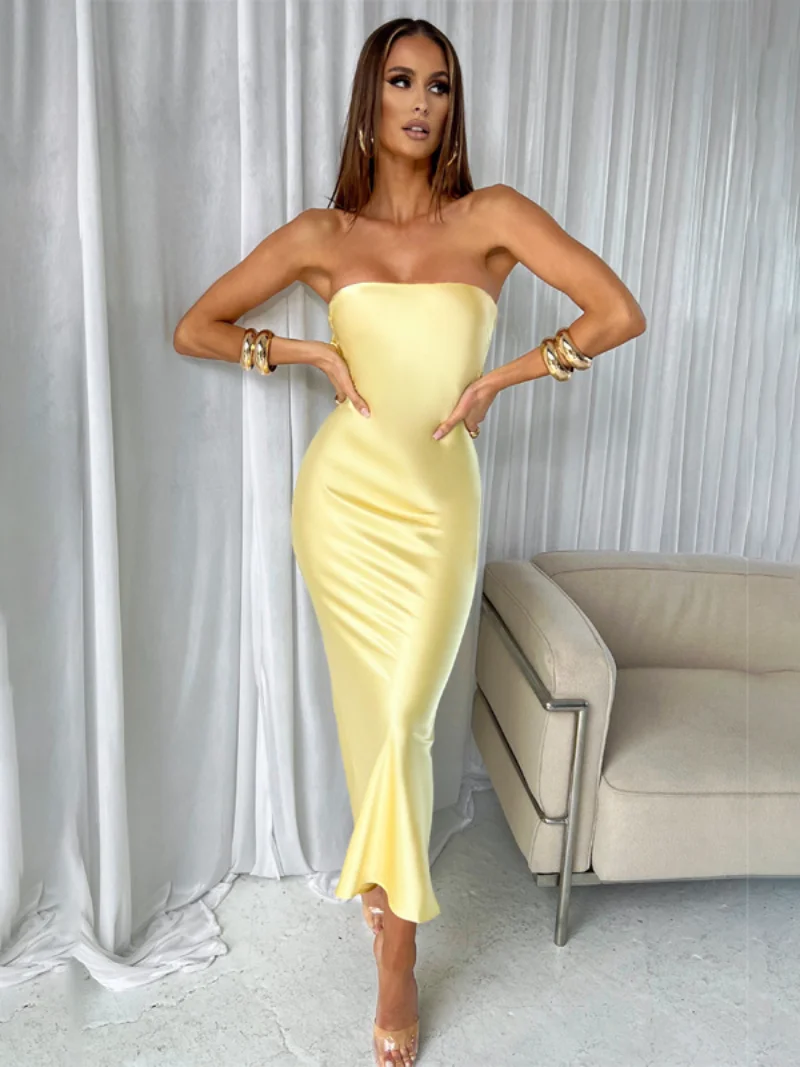 2023 Summer Sexy Strapless Backless High Waist Bodycon Evening Dresses for Women Elegant Ladies Slim Birthday Party Vestidos
2023 Summer Sexy Strapless Backless High Waist Bodycon Evening Dresses for Women Elegant Ladies Slim Birthday Party Vestidos