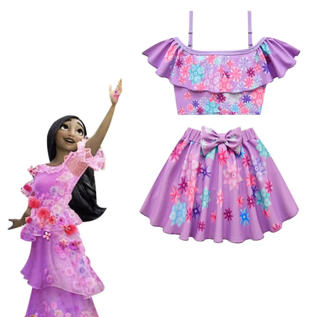 Disney Encanto Girls Swimsuit Little Girl Suspenders Flying Sleeve Mirabel Costume Children Beach Summer Swimwear Bikini Clothes
Disney Encanto Girls Swimsuit Little Girl Suspenders Flying Sleeve Mirabel Costume Children Beach Summer Swimwear Bikini Clothes