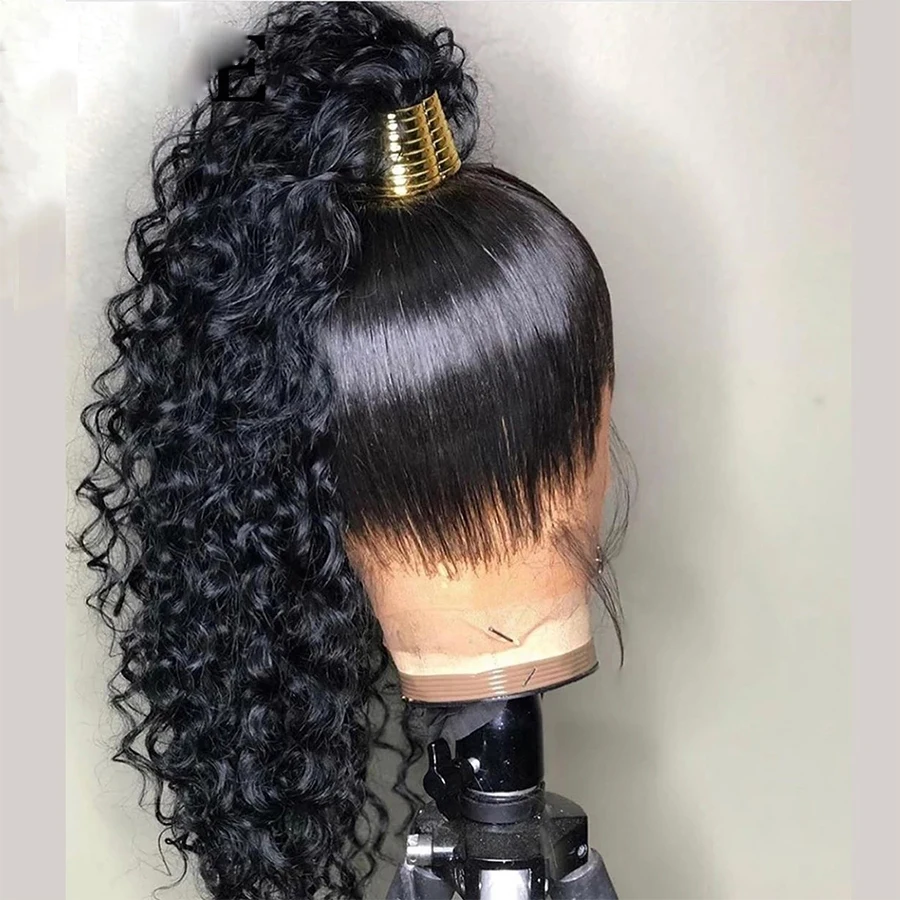 Термостойкий мягкий 26 дюймов 180 плотность длинный кудрявый кружевной передний парик для женщин с натуральным черным париком 
Термостойкий мягкий 26 дюймов 180 плотность длинный кудрявый кружевной передний парик для женщин с натуральным черным париком