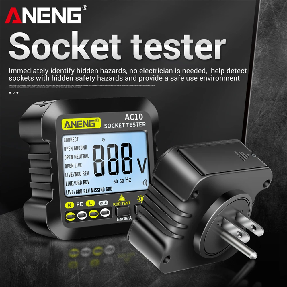 ANENG AC10 Socket Tester Plug Detector Zero Line Plug Polarity Phase Check Phase Detector US/EU/UKPlug Multimeter Digital Tester
ANENG AC10 Socket Tester Plug Detector Zero Line Plug Polarity Phase Check Phase Detector US/EU/UKPlug Multimeter Digital Tester