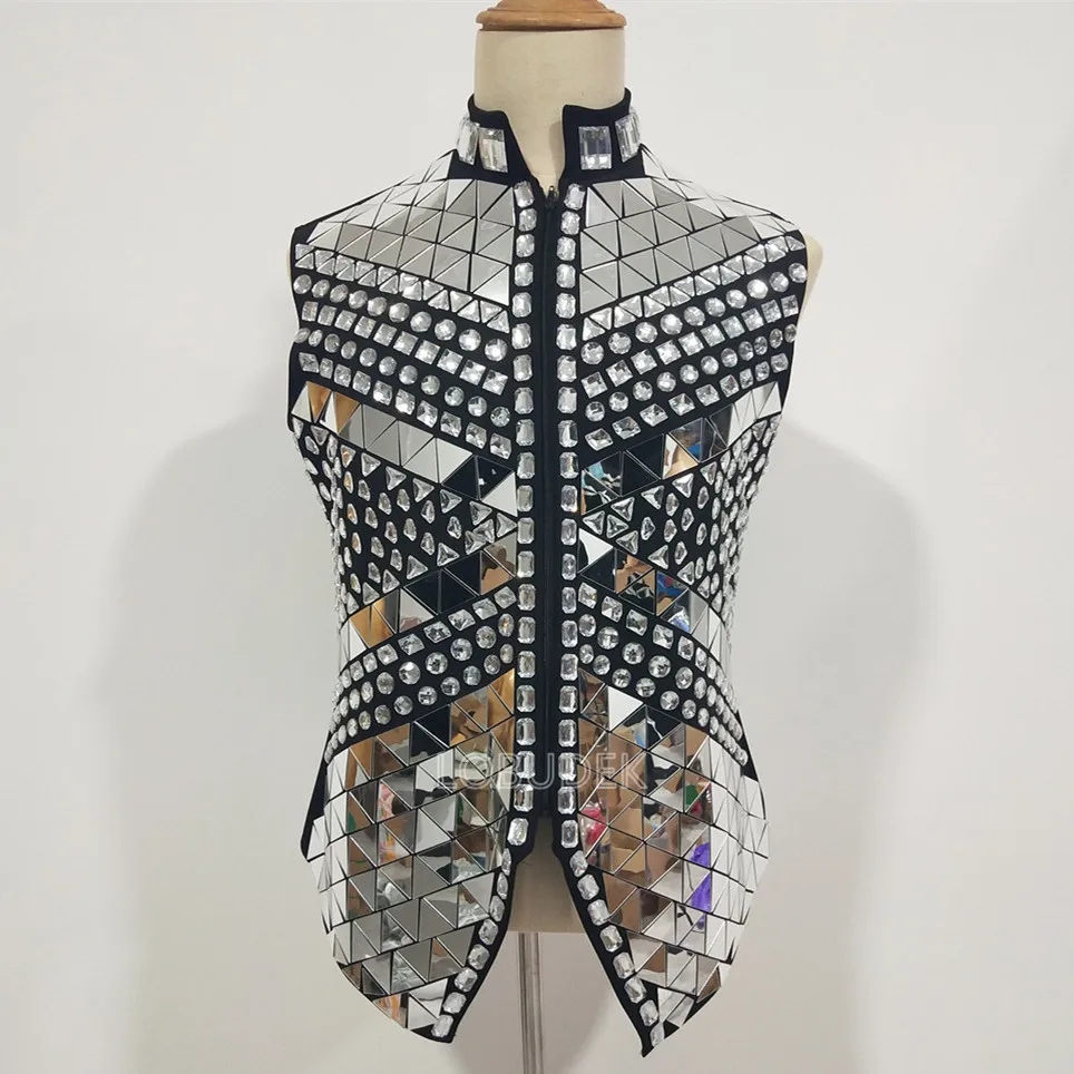 Glitter Mirrors Rhinestones Waistcoat Sequins Crystal Vest Coat Male Singer Concert Stage Performance Drummer Dance Costume
Glitter Mirrors Rhinestones Waistcoat Sequins Crystal Vest Coat Male Singer Concert Stage Performance Drummer Dance Costume