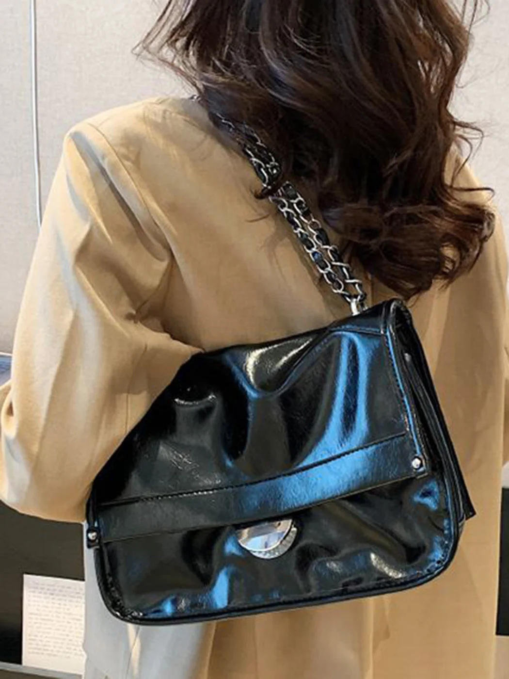 

Сумка-мессенджер JIAERDI Y2k женская с цепочкой, винтажный однотонный саквояж кросс-боди, повседневная вместительная сумочка в стиле Харадзюку