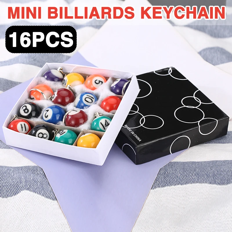 16pcs/set Mini Billiards Keyring Resin Billiard Ball Key Chain Multicolor Pendant Billiards Lovers Gifts Hanging Decorations 
16pcs/set Mini Billiards Keyring Resin Billiard Ball Key Chain Multicolor Pendant Billiards Lovers Gifts Hanging Decorations