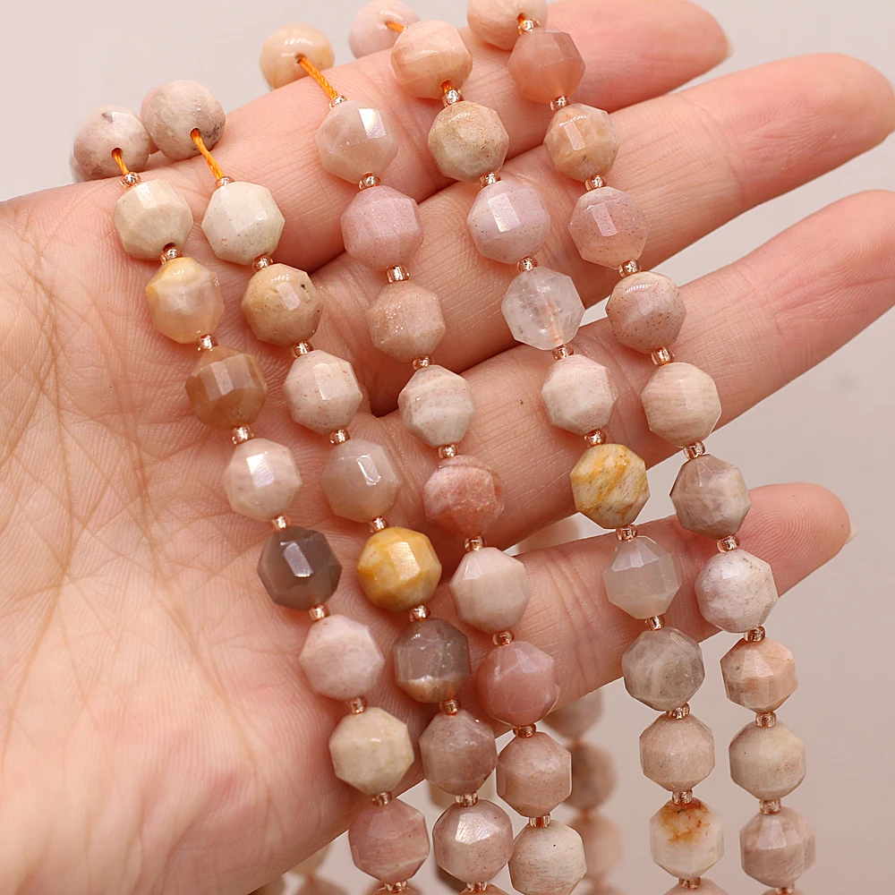 

8mm Natural Sun Stone Beads Roundle Faceted Loose Spacer Beads For Jewelry Making DIY Bracelet Strands Necklace Gift