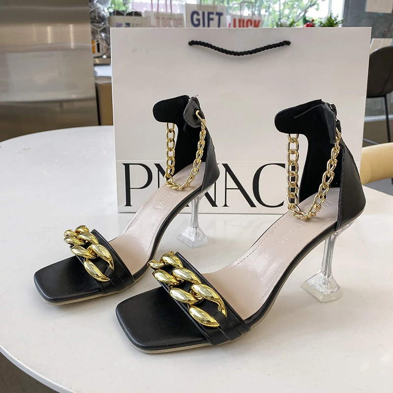 2022 Women's Sandals New Summer Square Toe Stiletto Shoes Women's Fashion Chain Designer Zipper Party Dress Shoes Plus Size 43
2022 Women's Sandals New Summer Square Toe Stiletto Shoes Women's Fashion Chain Designer Zipper Party Dress Shoes Plus Size 43