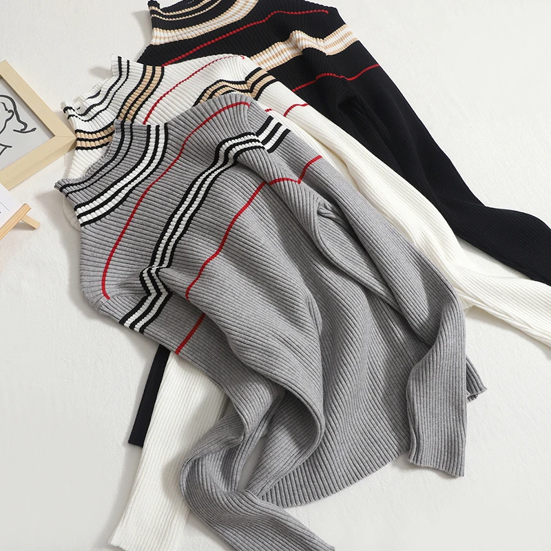 Hikigawa Chic Fashion Women Mock Neck Contrast Color Sweater Autumn Slim Fit Versatile Long Sleeve Knitted Pullover Top Mujer
Hikigawa Chic Fashion Women Mock Neck Contrast Color Sweater Autumn Slim Fit Versatile Long Sleeve Knitted Pullover Top Mujer