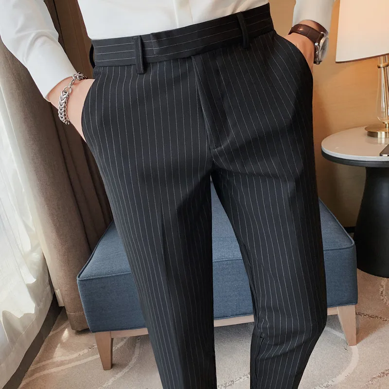 High Quality Striped Suit Pants Men Slim Casual Business Dress Pants British Style Office Social Wedding Trousers Costume Homme
High Quality Striped Suit Pants Men Slim Casual Business Dress Pants British Style Office Social Wedding Trousers Costume Homme